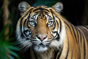 A tiger is looking directly at the camera photo