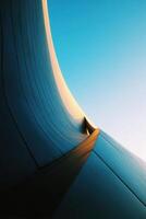 A curved building with a blue sky in the background photo