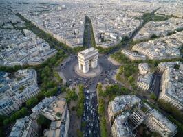 An Aerial View of Paris With the Arc de Triomphe photo