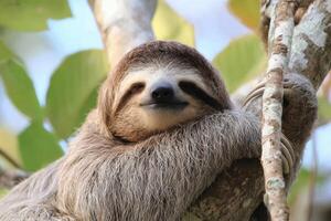 The Sweet Life of a Slow Living Sloth in Nature photo