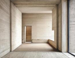 Minimalist Concrete Interior Space An Open Door Frame In photo