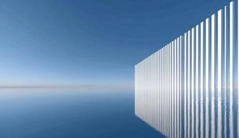 Serene View of Parallel White Beams Reflected in Water photo