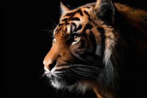A Beautiful Portrait of a Majestic Tiger in the Dark photo