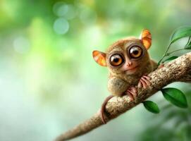 Tarsier Enjoying Nature in a Sunny Day and Blissfully photo
