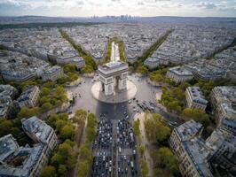 Paris Arc de Triomphe Aerial View on a Summer Day photo