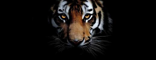 Tiger in The Night Portrait of the Beautiful Animal photo