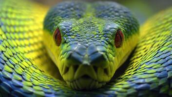 Emerald Green Tree Boa A Colorful Close Up Of Snake photo