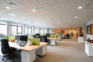 Bright and Open Office Space with Many Workstations photo