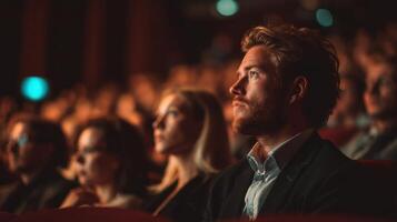 A Man Enjoys a Show in a Theatrical Performance with an Audience photo