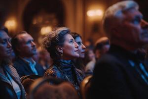 Audience Members Engaged at Seminar Conference Presentation Focused on Speakers Ideas photo