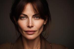 Portrait of a Beautiful Woman with Freckles and Brown Eyes Focused Photography photo