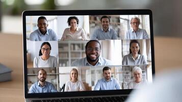 Virtual Meeting Conference Call Online Work From Home People Concept photo