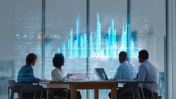 Analyzing Business Performance Data Reviewing Financial Reports and Market Trends Discussion photo