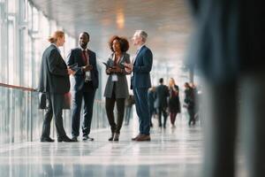 Diverse Group of Business People Networking in a Bright Modern Office Space photo