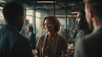 Diverse Professionals Networking and Communicating in a Modern and Collaborative Office Setting photo