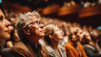 Engrossed Audience Watching a Performance Inside a Theater Full of People photo