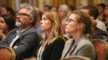 Audience Attends a Conference and Listen to Speakers with Great Attention photo