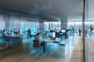 Connected Workspace Future Office Workplace Technology Innovation Modern Open Plan Professional Environment photo