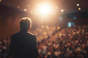 A Leader Inspiring His Audience During an Important Conference or Public Event photo