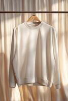 Cream Knitted Top with Ruffle Accents a Stylish and Comfortable Wardrobe Essential photo