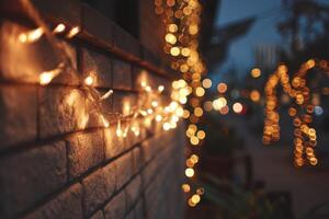 Illuminated String Lights on Wall Bringing Festive Cheer to the Neighborhood photo