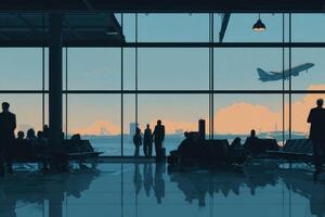 The Bustling Airport Scene A Vivid Illustration of Travel and Anticipation photo
