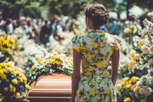 Paying Last Respect to Late Family Member at Funeral Services Ceremony Event photo