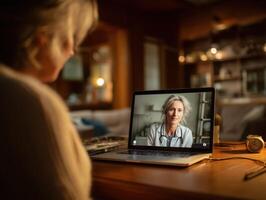 Online Medical Consultation Doctor and Senior Patient Telemedicine Remote Healthcare Concept photo