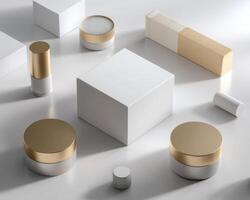Minimalist Cosmetic Products for Skincare Beauty Items Still Life Photography Studio photo