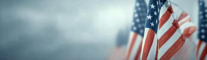 American flag waves in the wind on a cloudy day patriotism photo