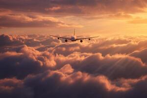 Aerial Adventure Plane Soaring Through Majestic Skies Above the Clouds in Serenity photo