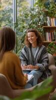 Professional Therapist Meeting with Patient to Discuss Mental Health Support Services Program photo