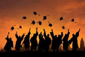 Graduation Ceremony Caps Thrown into the Air A Symbolic Gesture of Success photo