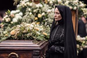A Widow's Grief The Weight of Loss in a Somber Farewell photo