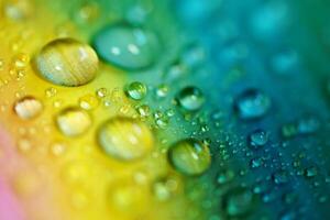 Nature Background Vibrant Macro Photography of Water Droplets on a Colorful Gradient Surface photo