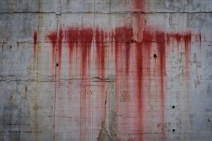 Halloween Background Weathered Concrete Wall with Red Rust Stains and Texture Background photo