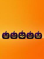 Halloween Background Spooky Halloween Jack o Lantern Pumpkins on Orange Background Festive Autumn Design photo