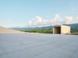 Nature Background Serene Landscape Modern Architecture Open Square Mountain View photo