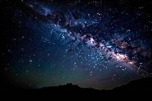 Nature Background Majestic Milky Way Galaxy Over Silhouetted Mountains at Night photo