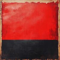 Abstract painting featuring a red upper section and a black lower section art work photo