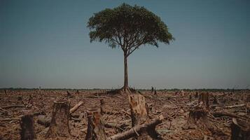 A tree stands in the middle of a field photo