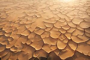 Overhead view of cracked, arid desert soil forming polygonal patterns in parched earth photo