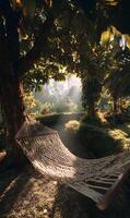 A Serene Hammock Retreat Surrounded by Lush Greenery Creating a Peaceful Vacation Escape photo