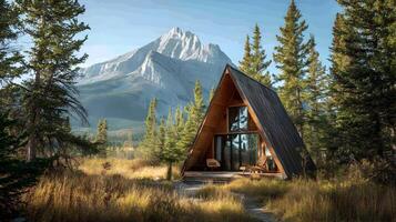 Rustic A frame cabin nestled in a meadow with stunning mountain views offers escape photo