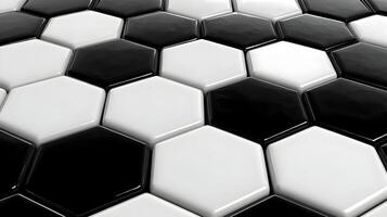 Abstract geometric background with shiny black and white hexagons creating a visually appealing pattern photo
