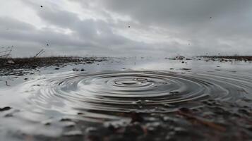 Reflections on a Cloudy Day Calm water ripples under a dramatic sky creates a serene and mesmerizing visual photo