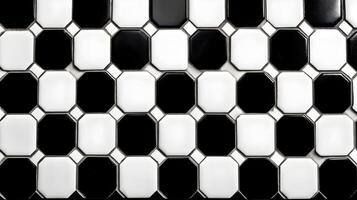 Classic black and white octagon tile pattern creates a timeless checkerboard design for interiors spaces photo