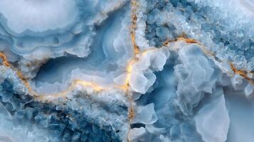 Abstract background featuring blue and white agate stone texture with subtle golden veining detail photo