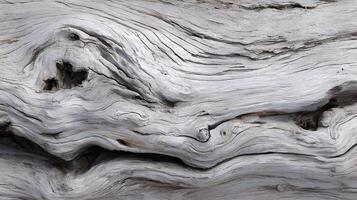 Weathered driftwood texture displaying intricate wood grain patterns in shades of gray and white creating a stunning natural abstract pattern photo