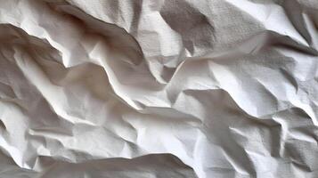 An abstract close up of crumpled white fabric showcasing shadows and texture creating a background with depth photo